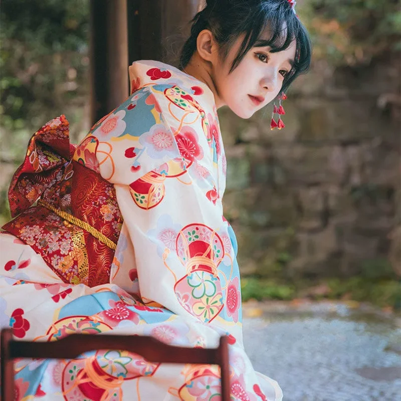 Kimono japonais traditionnel avec robe à fleurs imprimées, vêtements pour femmes, Geisha, ensemble de kimono japonais Hirokr