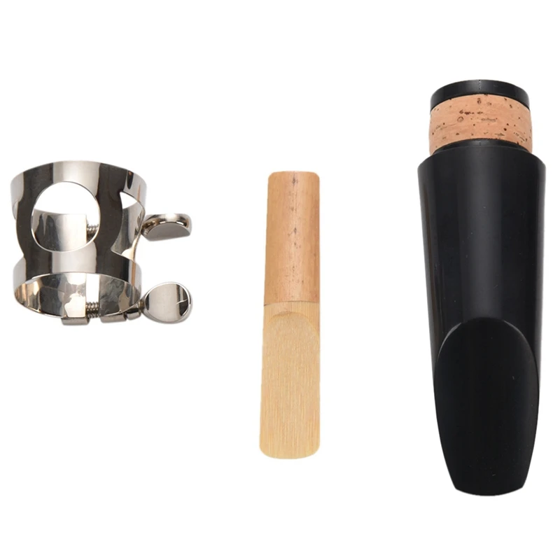 ABJV 2X Black Plastic B Flat Clarinet Mouthpiece & Cap Clamp Woodwind Instruments