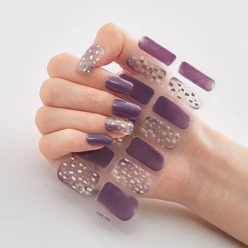 Semi Cured Wraps Fast Gel Nail Sticker Soild Nail Gel Wraps Adhesive Full Cover Decal UV Lamp Cured Manicure Decoration