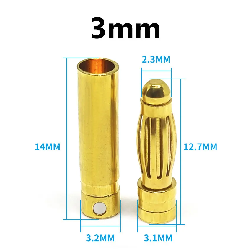 10x2mm 3mm 3,5mm 4mm 5mm 5,5mm 6mm rc Batterie vergoldete Kugel Bananen stecker hochwertige männliche Buchse Bananen stecker – Detail 4