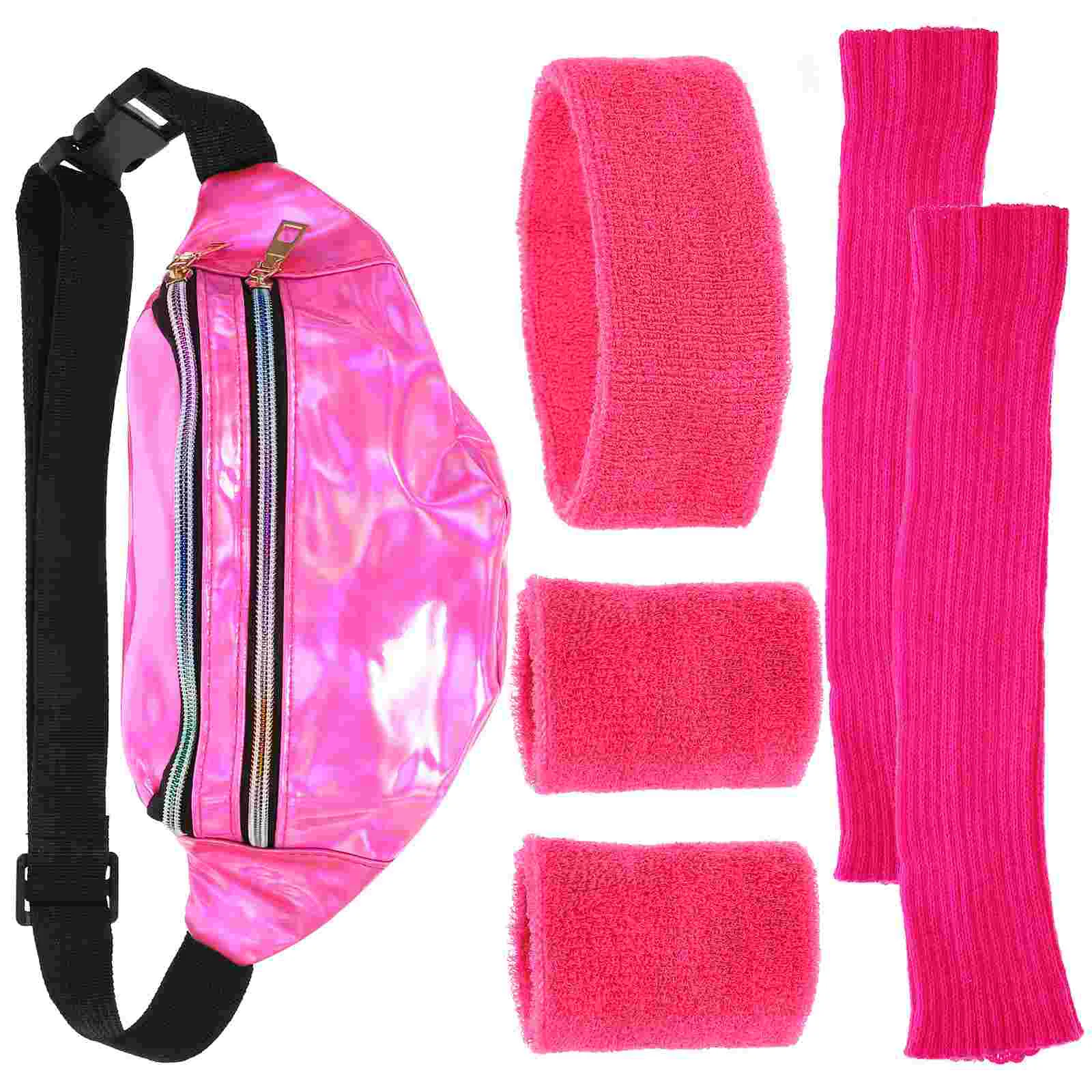Retro 80s Women Accessories Set Neon Fanny Packs Sports Headbands Leg Warmers Sweat Bands Costumes Accessories