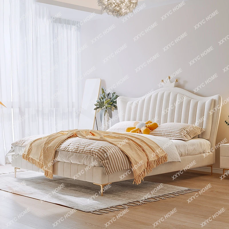 

Cream Style Princess Bed Light Luxury Modern Minimalist Bedroom Double Bed Net Technology Fabric Bed