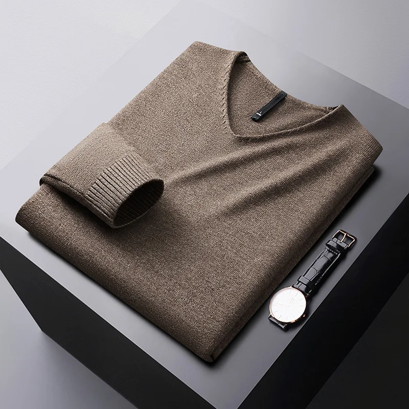Autumn wintervcollar sweater men's stretch comfortable warm cold-resistant top fashion casual pure color all-matching sweater 3