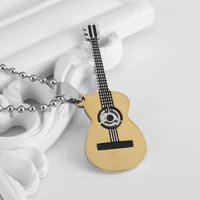Exquisite Guitar Necklace Men's Stainless Steel Rock Electric Guitar Bass Pendant Necklace Hip Hop Music Style Personality Gift - Image 4
