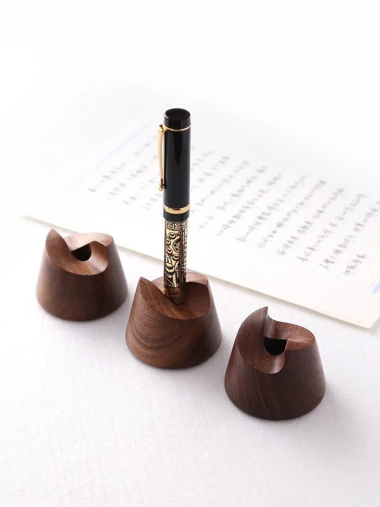 Walnut Wood Fountain Pen Holder Stand for Desk Organizer and Stationery Supplies