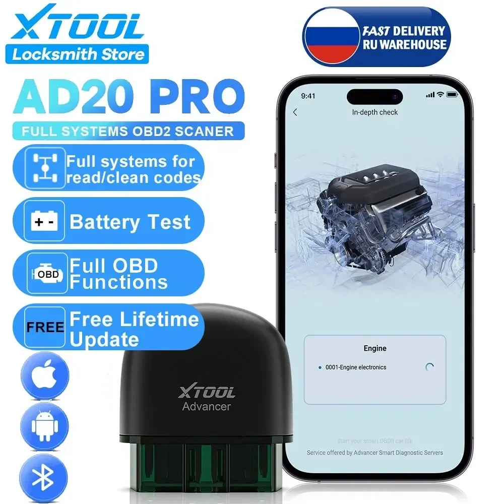 

2024 Newest XTOOL Advancer AD20 PRO Scanner Car Code Readers Full OBD2 Functions All Systems Diagnostic Tools Battery Test