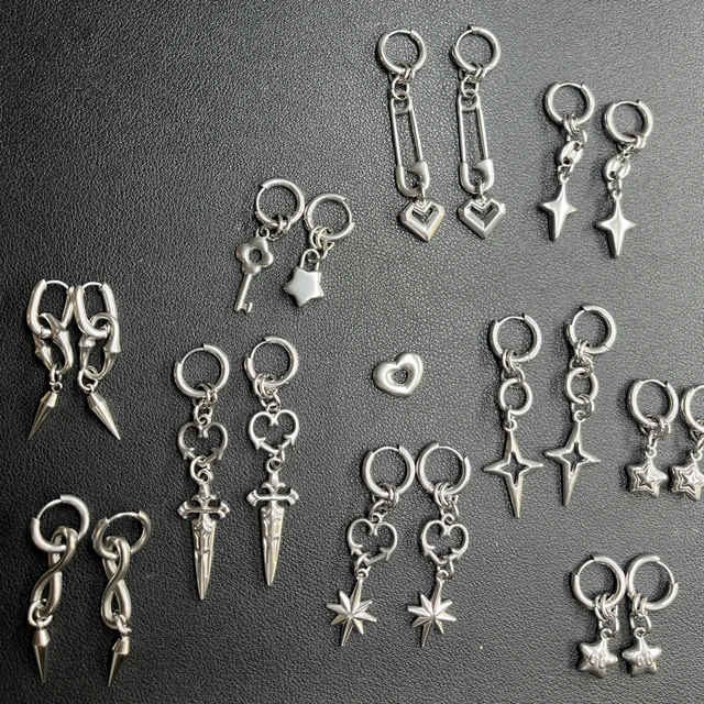 Boucles d'oreilles Punk Grunge Rock à rivets, chaîne, Cool, mode géométrique, goutte d'eau, gothique, breloque esthétique, bijoux, accessoires Hip Hop