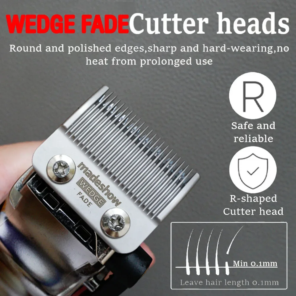 Hair Clipper Replacement Blade Madeshow M5(F) M10 R66 Wedge Fade Blades Stainless Steel Hair Clipper Ultra Thin Blade Trimmer Replacement Original Cutter Head