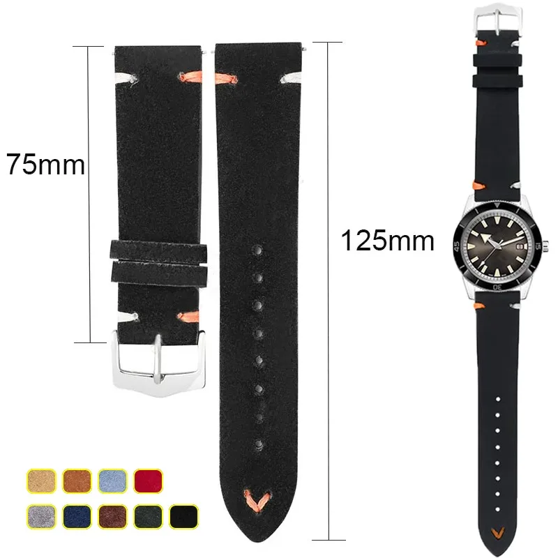 Cinturini Vintage In Morbida Pelle Scamosciata Per Seiko Per Braccialetti Universali Rolex Cinturini A Sgancio Rapido Bracciali Donna Uomo 20Mm 22Mm