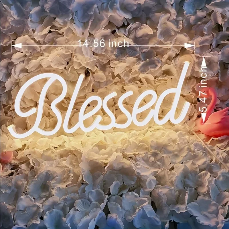 Insegna al neon benedetto, luce al neon a LED per arte da parete, bellissime insegne notturne al neon a LED per camera da letto, parete, arredamento per ufficio, festa, regalo - Image 3
