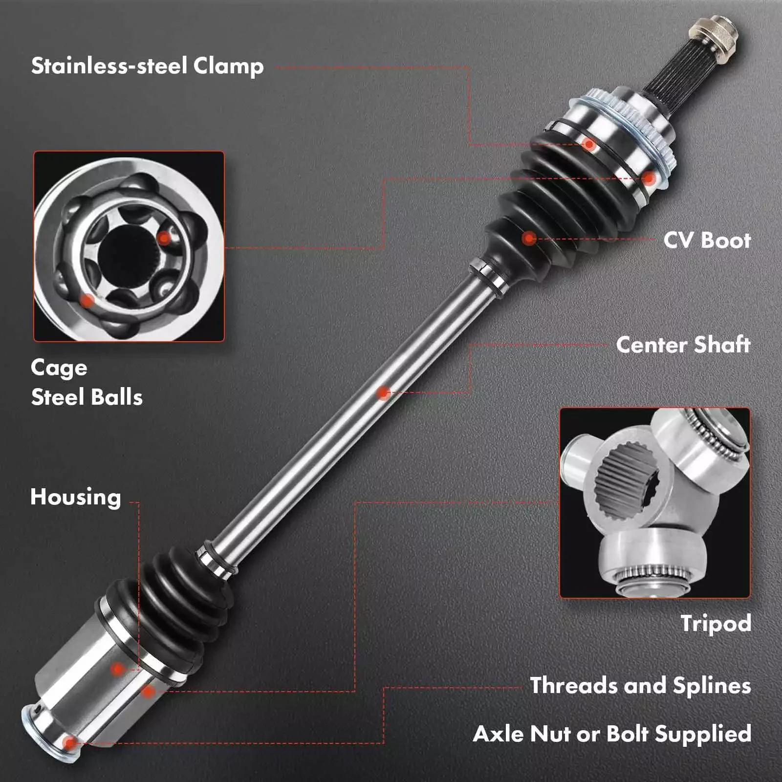 Front RH CV Axle Assembly for VW Golf Jetta Beetle Audi TT 1.8L 1.9L 2.0L 2.8L
