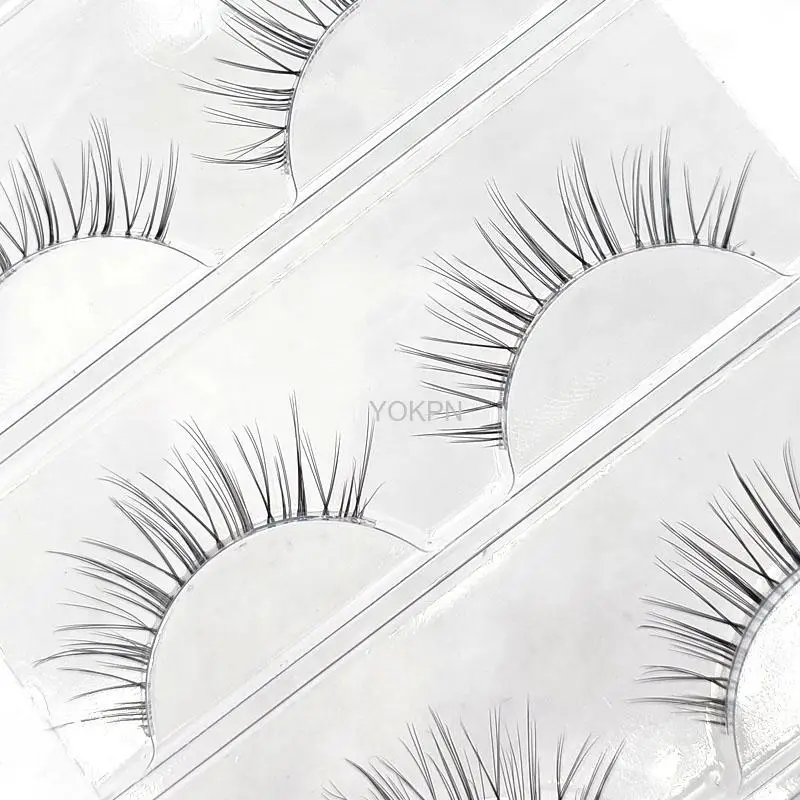 Yokpn Spikey False Eye Lashes Ʈ ڿ Ӵ Clear Band Ake 3D  Ӵ Glimmer Beginner Makeup Manga Lashes