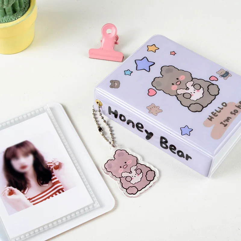 Cute Bear Photocard Holder 3 Inch Photo Album 36 Pockets Idol Cards Postcards Collect Book Mini Instax Photos Photos Album