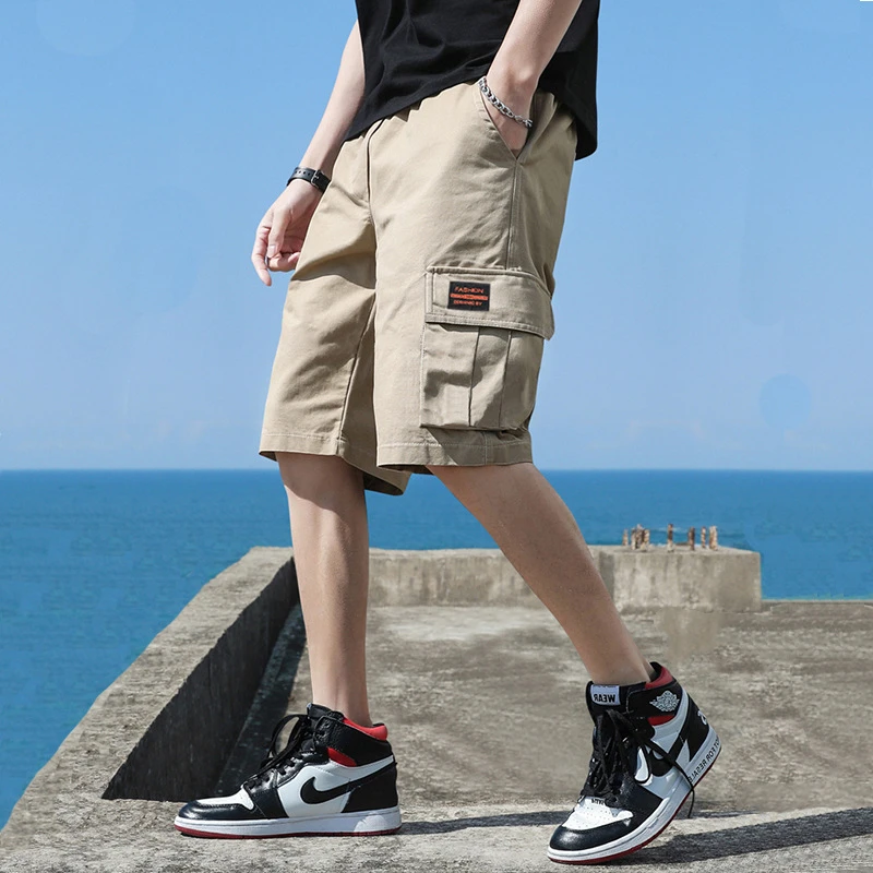 2024 fashion Summer Men's Shorts Sports Five-Point half pants Loose Casual Beach trousers Solid Color Trend Outer Wear  Shorts