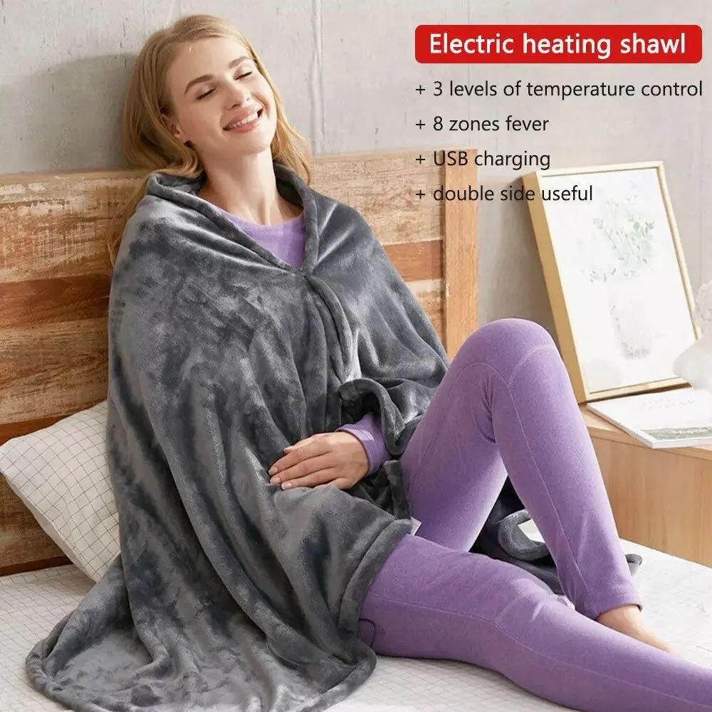 Electric Heating Blanket USB Plug Warm Shawl Blanket Coral Velvet Temperature Control Heating Autumn and Winter