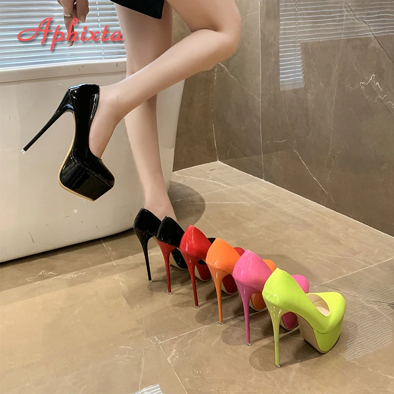 Aphixta Hot Sale 16.5cm Thin Heels Platform Pumps Women Party Dance Pumps 5.5cm Platform Super High Heels Fashion Pumps