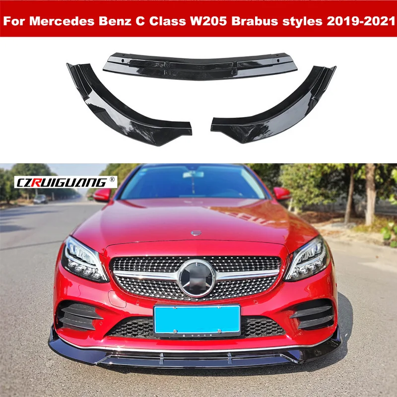 

Front Bumper chin Lip Protector Spoiler Canards Diffuser Body Kit Splitter 2019 - 2021 For Mercedes Benz C Class W205 Brabus