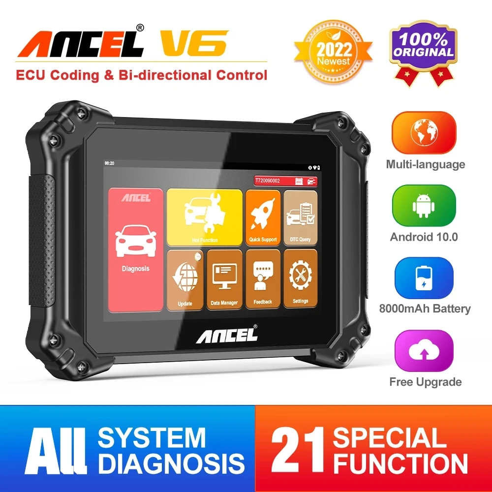 

Ancel V6 OBD2 Scanner Professional Full System Car Diagnostic Tool DPF ABS Oil IMMO Reset OBD 2 Automotive Scanner