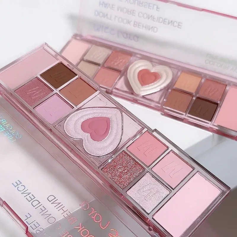 12Colors Love Heart Pink Eyeshadow Palette Natural Cool Tone Low Saturation Matte Eye Shadow Pallet Brown Korean Makeup Cosmetic 5