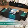 LED Coffee Tables Rectangle Center Table with Charging Station & Storage Drawers 6