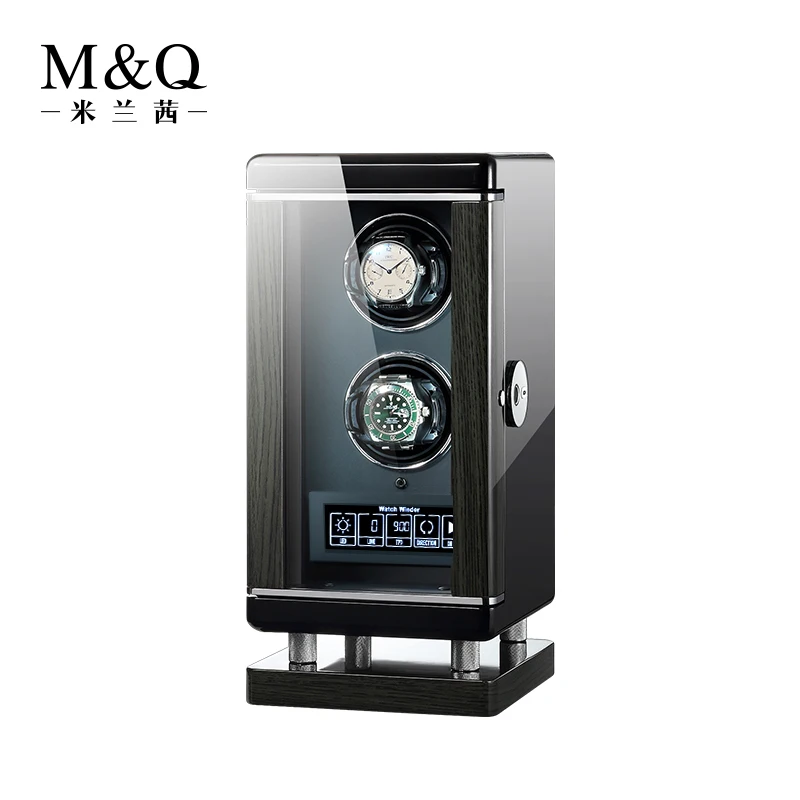 

Custom Luxury Remote Control Orbit Gyro 2 slots Watch Winder Led Winder Watch Box Automatic