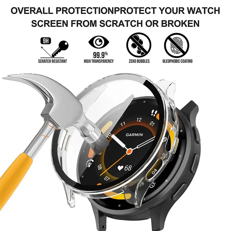 Tempered Glass Protective Shell for Smartwatches - Screen Protector Cover with Bumper