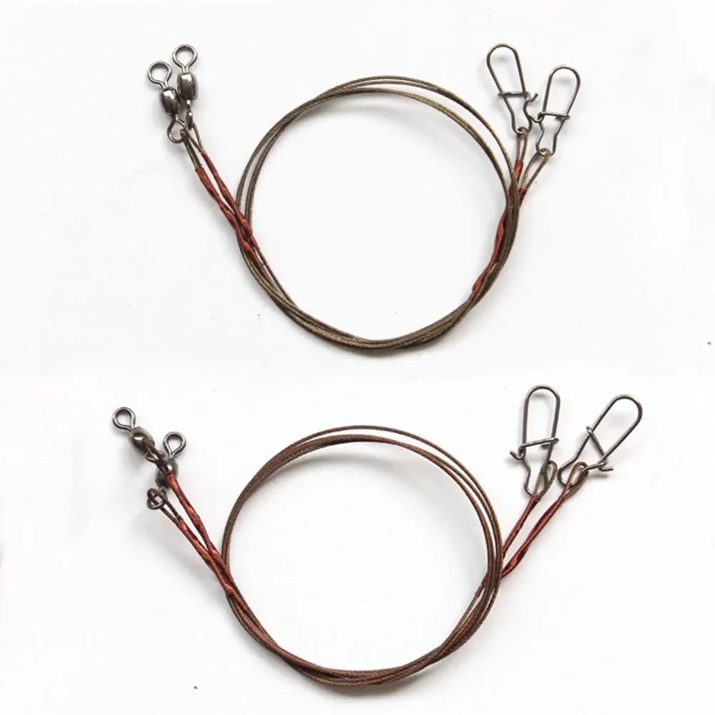 2Pcs/Pack Fishing Line Steel Wire Leader With Snap And Swivels Wire ...