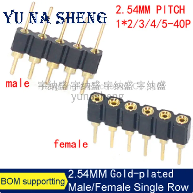 2.54mm Pitch Round Hole Pin Header Male Female Single Double Row 1*2/3/4-40P 2X 40Pin Gold-plated Round Pin Header 10pcs/lot pin header connectors