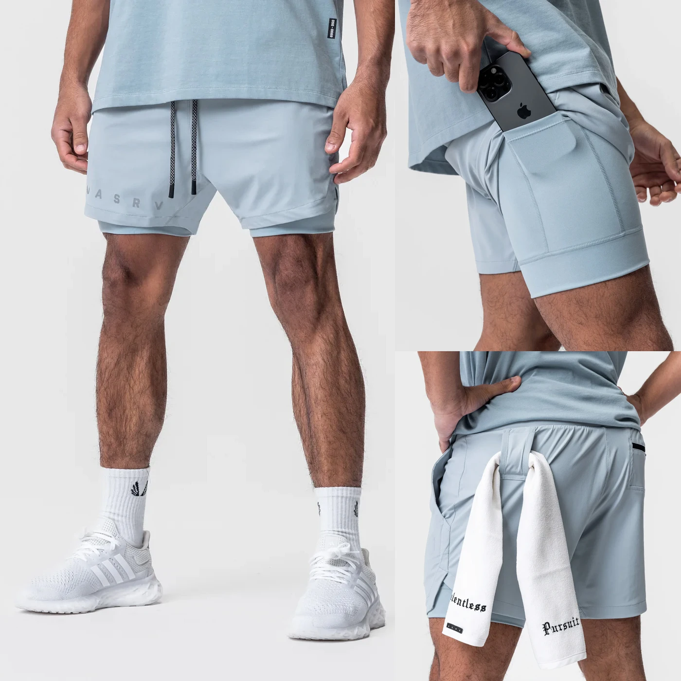 

New Summer Sports Fitness Men's Shorts Jogger Running Basketball Training 2-In-1 Double Layer Shorts Quick Drying Beach Pant