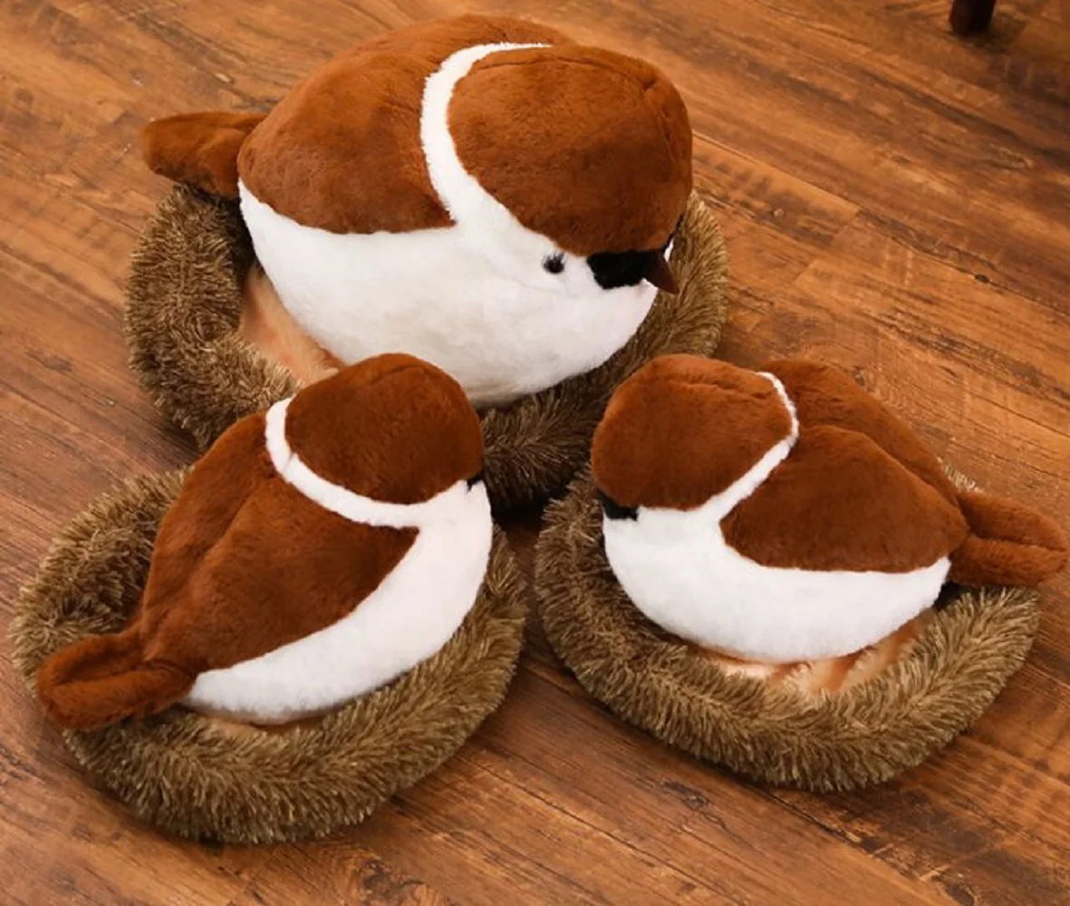 

cute plush sparrow toy simulation sparrow&nest doll gift