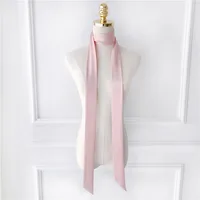 Korean Style 190*5cm Women Plain Chiffon Silk Scarf Solid Color Long Hairband Versatile Decorative Streamer Bag Tie Satin Ribbon 3