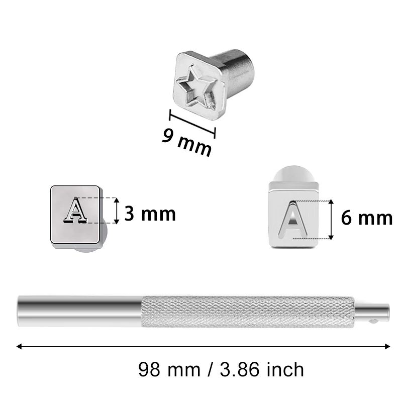 MIUSIE 32/36Pcs Steel Punch Alphabet Letter Number Leather Stamper Set 3mm/6mm Metal Leather Punching Tools for DIY
