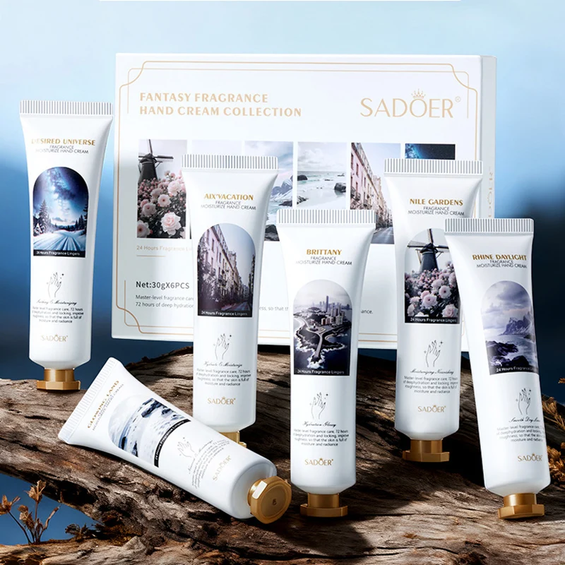 6pcs/kit SADOER Fragrance Hand Cream Hands Whitening Moisturizing Anti Wrinkles Anti-Aging Hand Skin Care Products