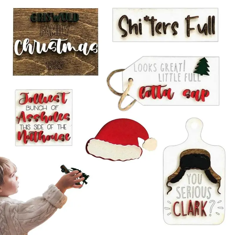 

Christmas Wooden Signs Fadeless Tray Decors For Tabletop Farmhouse Vintage Decorative Signs For Winter Wedding Shelf Dining