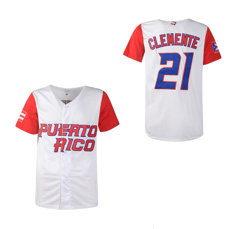 

BG baseball jerseys PUERTO RICO 21 CLEMENTE jersey Outdoor sportswear Embroidery sewing Street culture 2022 summer new