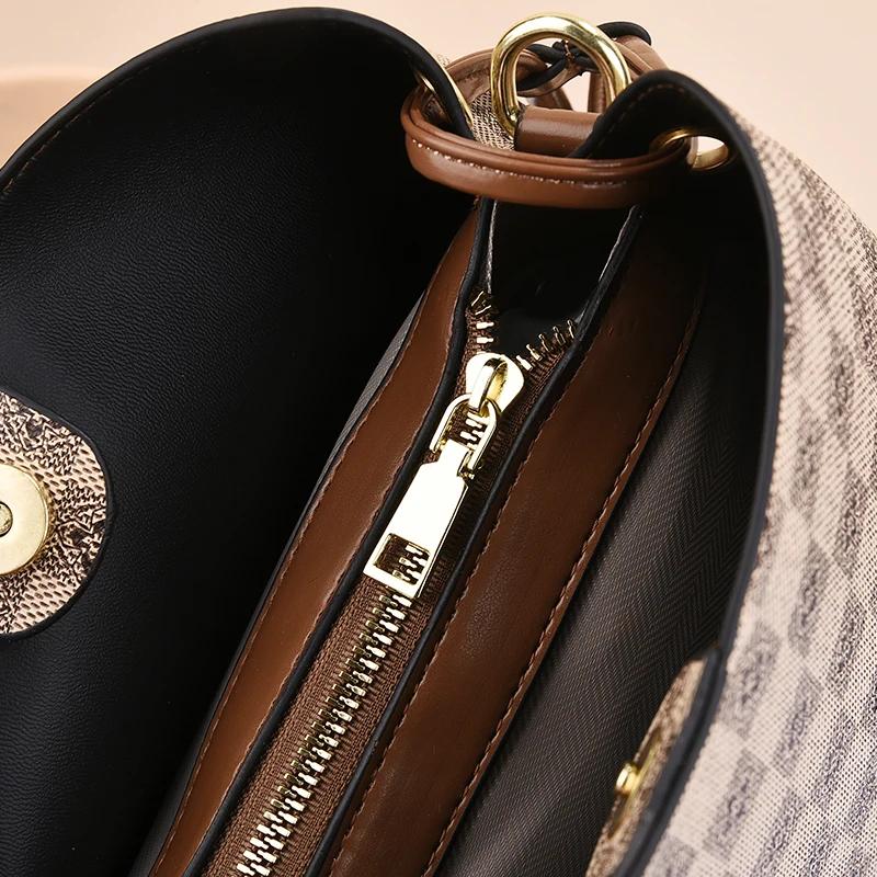 2024 new bucket bag all-in-one fashion all-in-one handbag Large capacity women's single shoulder crossbody bag zipper buckle PU 6