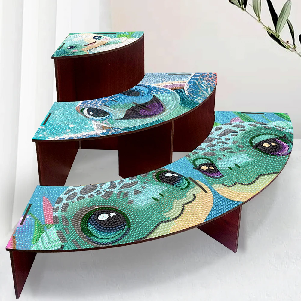 3 Tier Wood Turtle DIY Diamond Painting Storage Holder for Home Study Office
