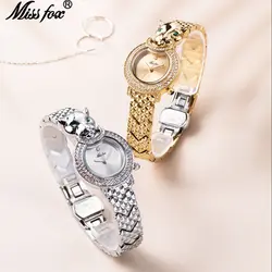 MISSFOX Watch For Women Silver Leopard Stainless Steel Ladies Reloj Classic Stainless Steel Japan Movt Diamond Girl Wristwatches