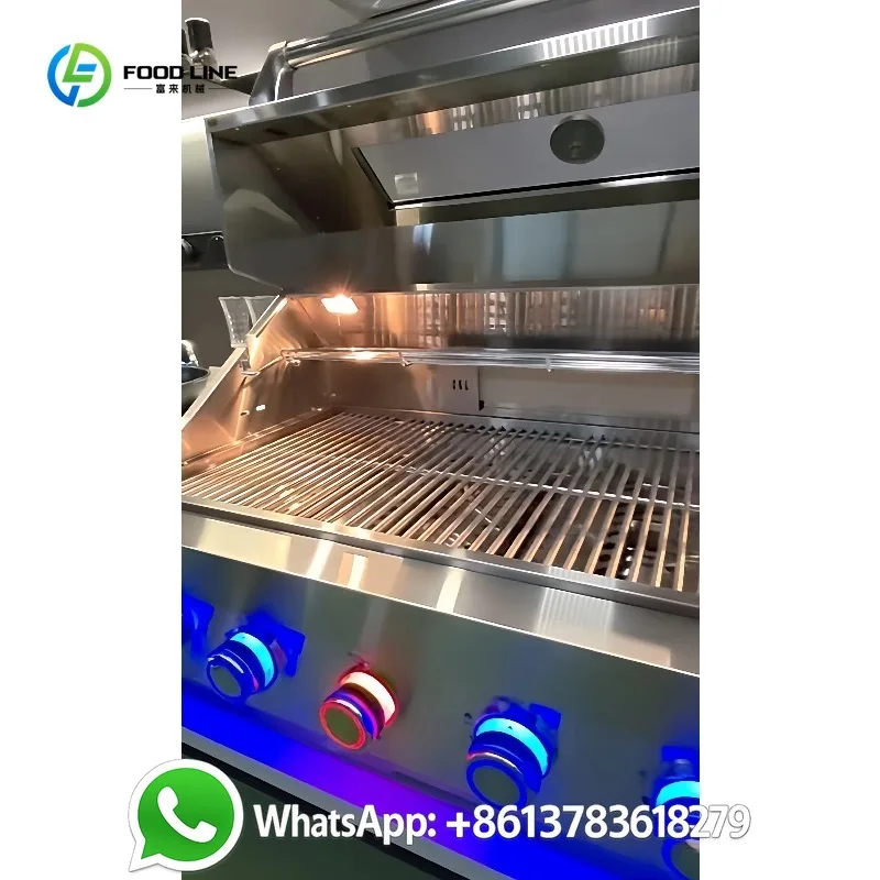 Unità Cucina Esterna Personalizzata per Tutte le Stagioni con Griglia a Gas, Frigorifero e Piano in Pietra Naturale per Patio o Giardino - immagine 2