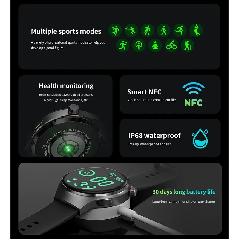 ȭ GT4  Ƹ ũ  GPS Ʈ ġ, ɹڼ  ȭ, NFC IP68   Ʈġ, 2024 ǰ