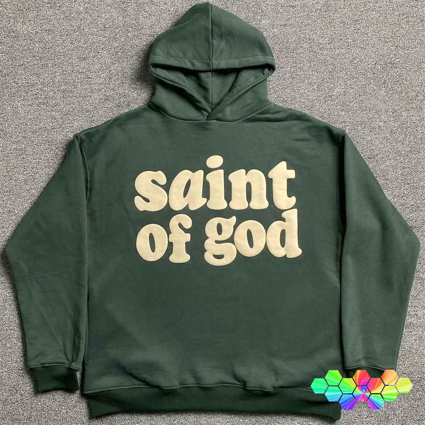 

2024 Dark Green Saint Of God Hoodie Men Women 3D Puff Print SAINT MICHAEL Hoodie Hip Hop Hoody Fleece Sweatshirts Pullovers