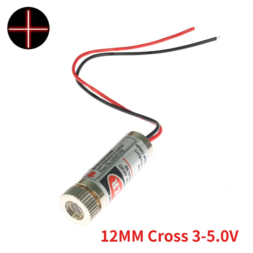 Focusable Industrial Red Laser Module Head with Glass Lens - 650nm 5mW