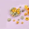 LOFCA 40Pcs Silicone sunflower Beads Plant silicone Flower Beads Silicone Teether Necklace pacifier making Bpa free food grade 4