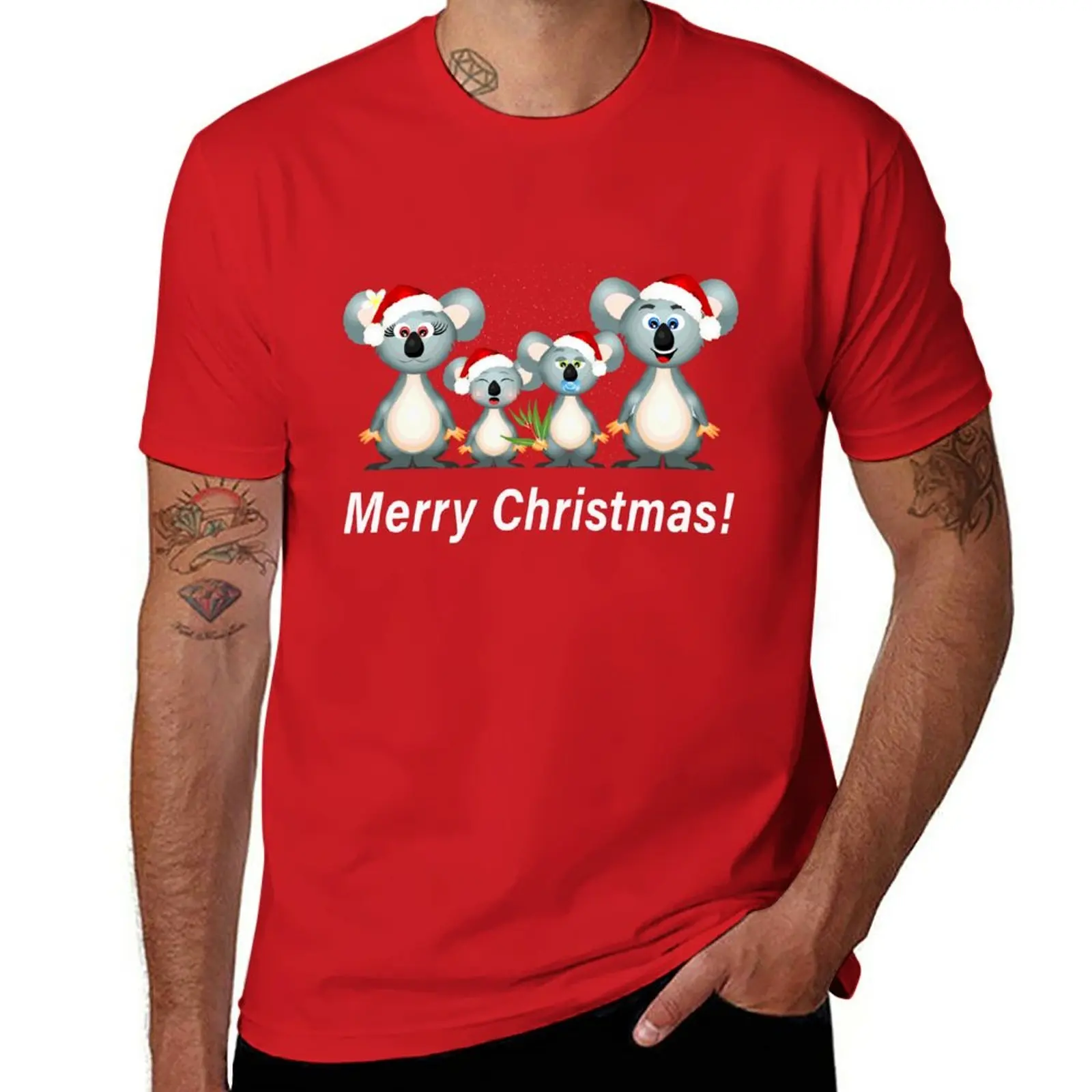 

Merry Christmas - Koala Australian Theme T-Shirt sports fans aesthetic clothes Men's cotton t-shirt