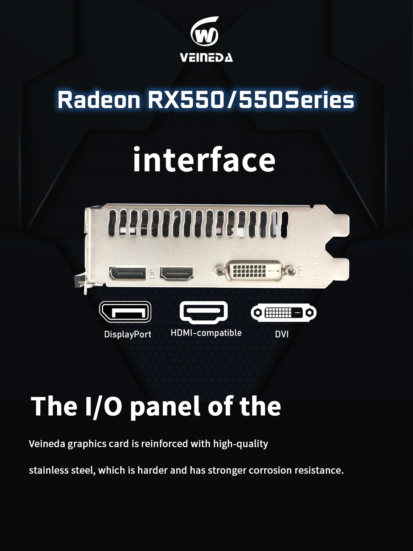 VEINEDA Video Card RX 550 4GB GDDR5 128 bit Gaming Desktop Video Graphics Cards PCI Express3.0 Amd Card Refurbished