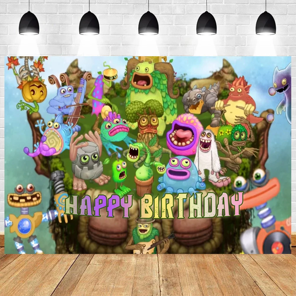 Cartoon My Singing Monsters Geburtstagsparty-Dekoration Hintergrund Teller Ballons Kulisse Partyzubehör Babyparty Kindergeschenk – Detail 5