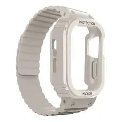Magnetic Sport Silicone Strap with Protective Case - Iwatch 49mm (Starlight)