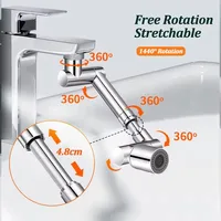 1440° Metal Universal Rotation Faucet Aerator Bubbler Nozzle Kitchen Tap Sprayer Head Adaptor Washbasin Faucet Extender NEW 2