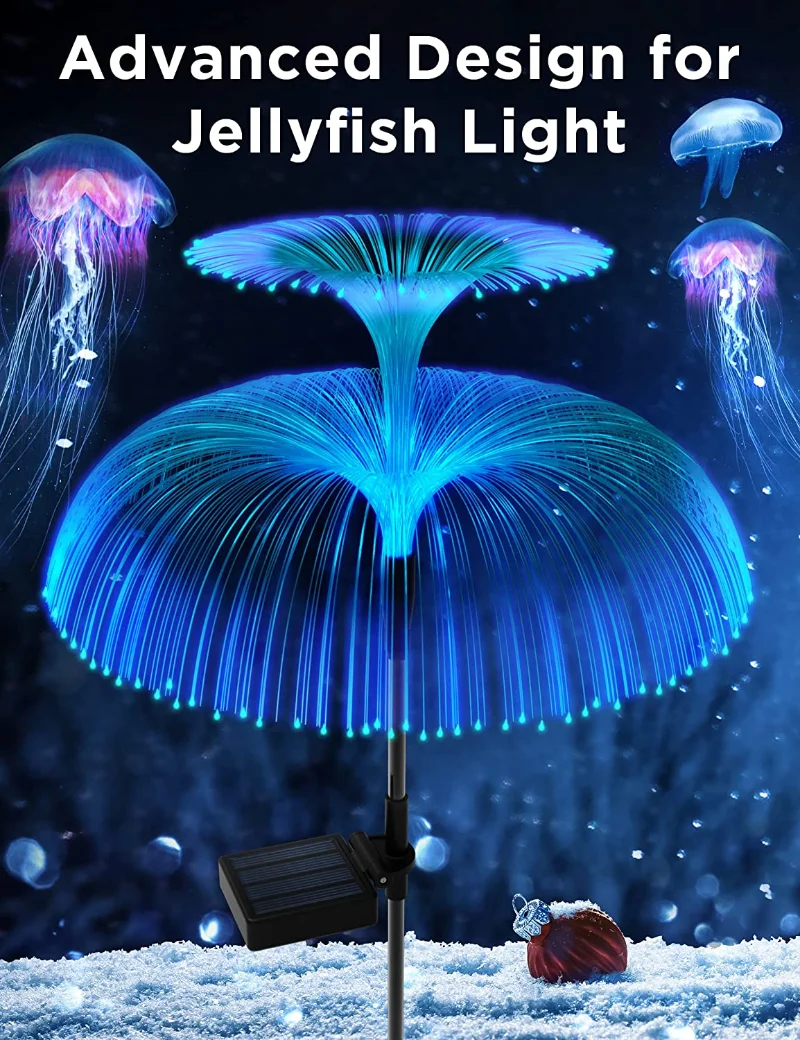 LED Solar Double Layer Jellyfish Light 7 Colors Changeable Outdoor Waterproof Garden Sunlight Powered Lamps Landscape Lamp Decor solar lights solar fireworks lights solar led lights solar ground lights led fairy lights lawn lamp garden lighting