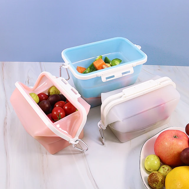 Silicone Food Bag Reusable Fresh-keeping Bag Refrigerator Fruit And  Vegetable Sealed Bag Leak-proof Food Storage Bag Reusable 5G